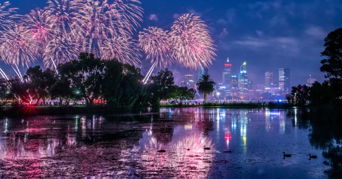 Fireworks on the Swan River, Perth